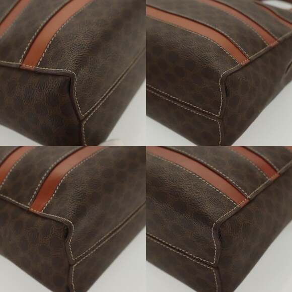 CELINE Macadam Canvas Hand Bag Pvc Leather Brown Gold - Picture 10 of 13